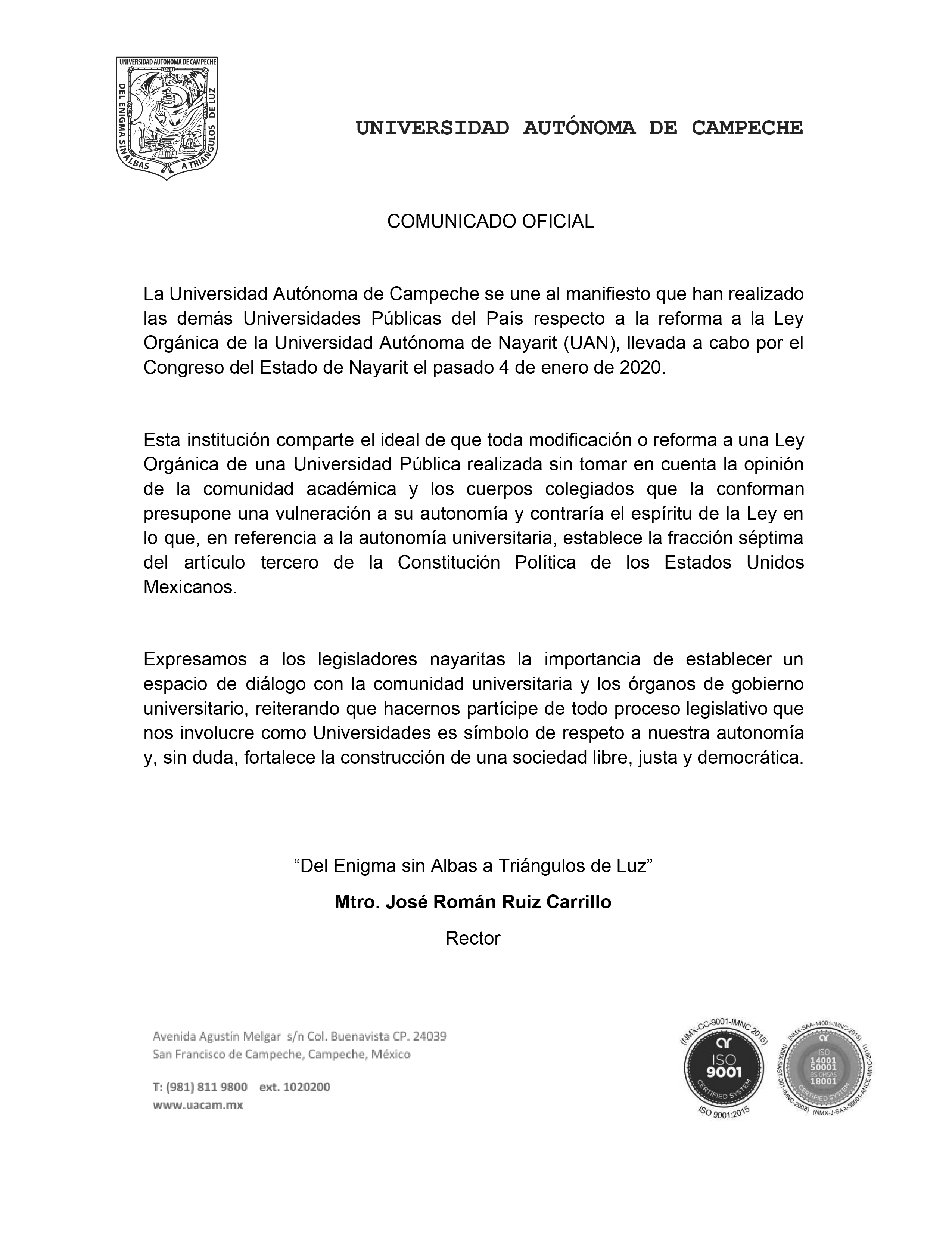 Comunicado Oficial